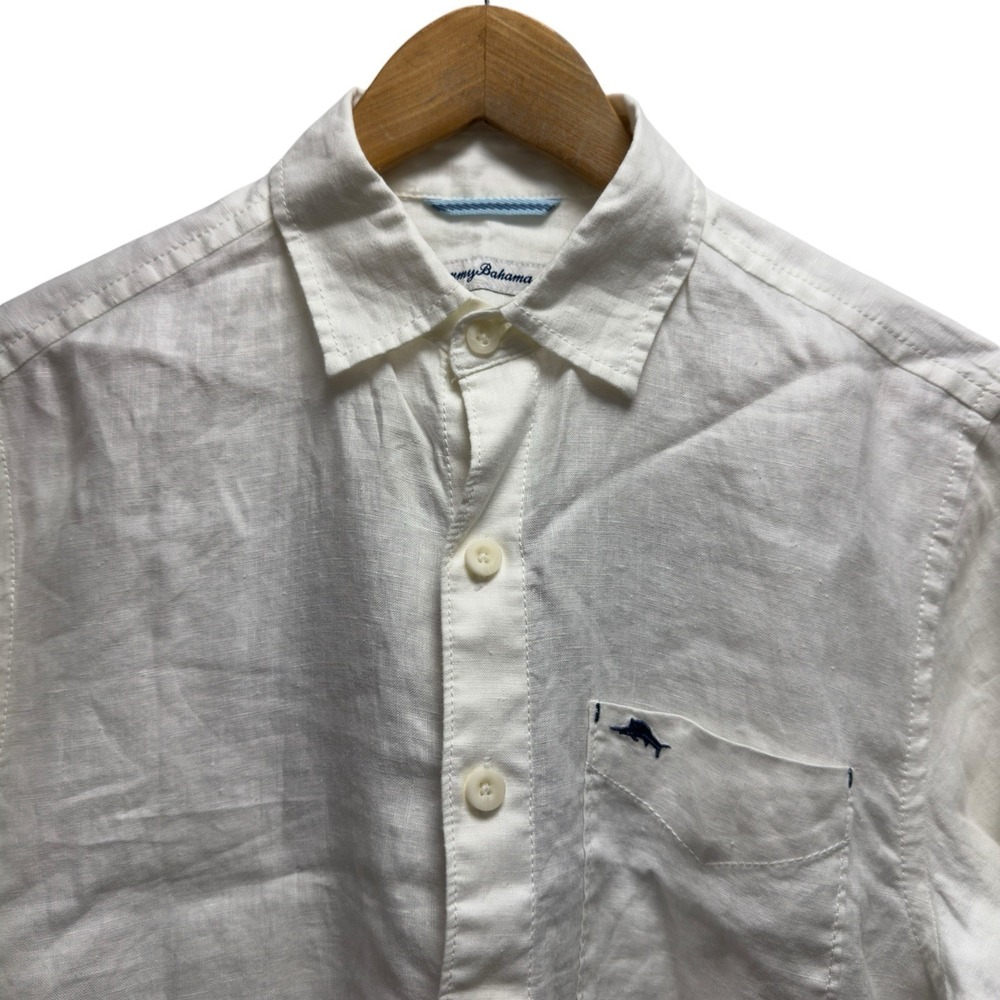 Tommy Bahama Men's‎ XS White Linen Fort Lauderdale, FL Beach Reverse Weave Shirt